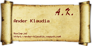 Ander Klaudia névjegykártya